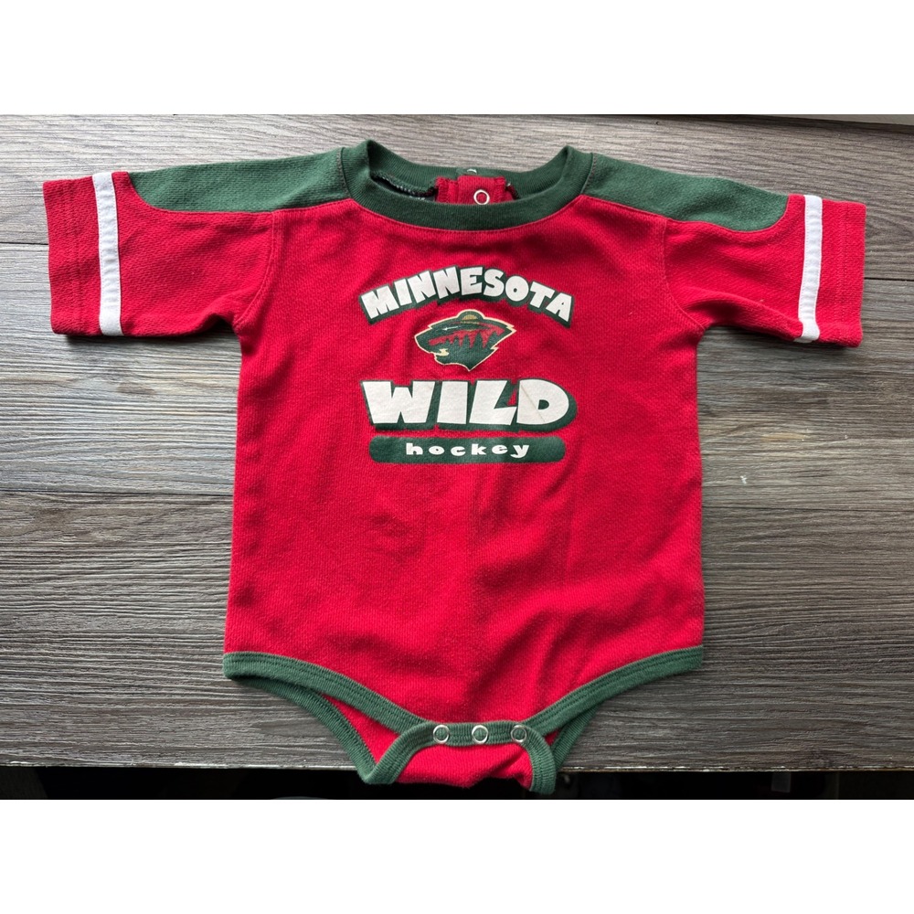 Minnesota Wild NHL Hockey Baby Toddler Bodysuit‎ Red Green Size 18 Months